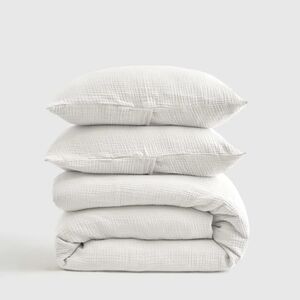 NWT Quince Organic Cotton Airy Gauze White Duvet Cover & Shams! Full/ Queen(380)